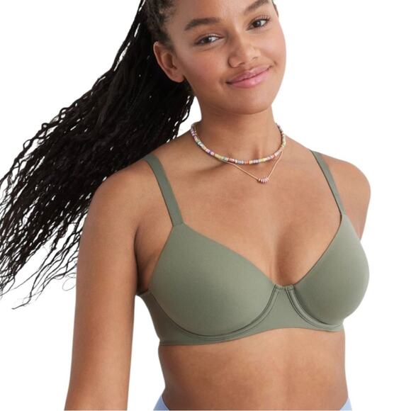 SMOOTHEZ by Aerie Full Coverage Lightly Lined Bra NWT Flexible Wire Green Sz 32A - Picture 7 of 12
